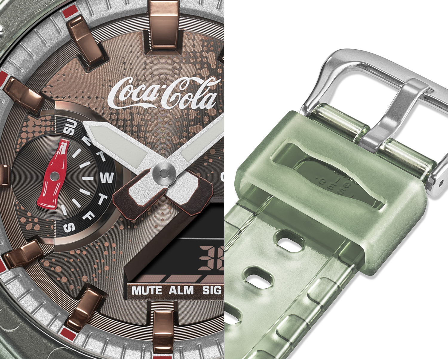 可乐瓶 "绿色版 G-SHOCK GA-2100CC-3A。