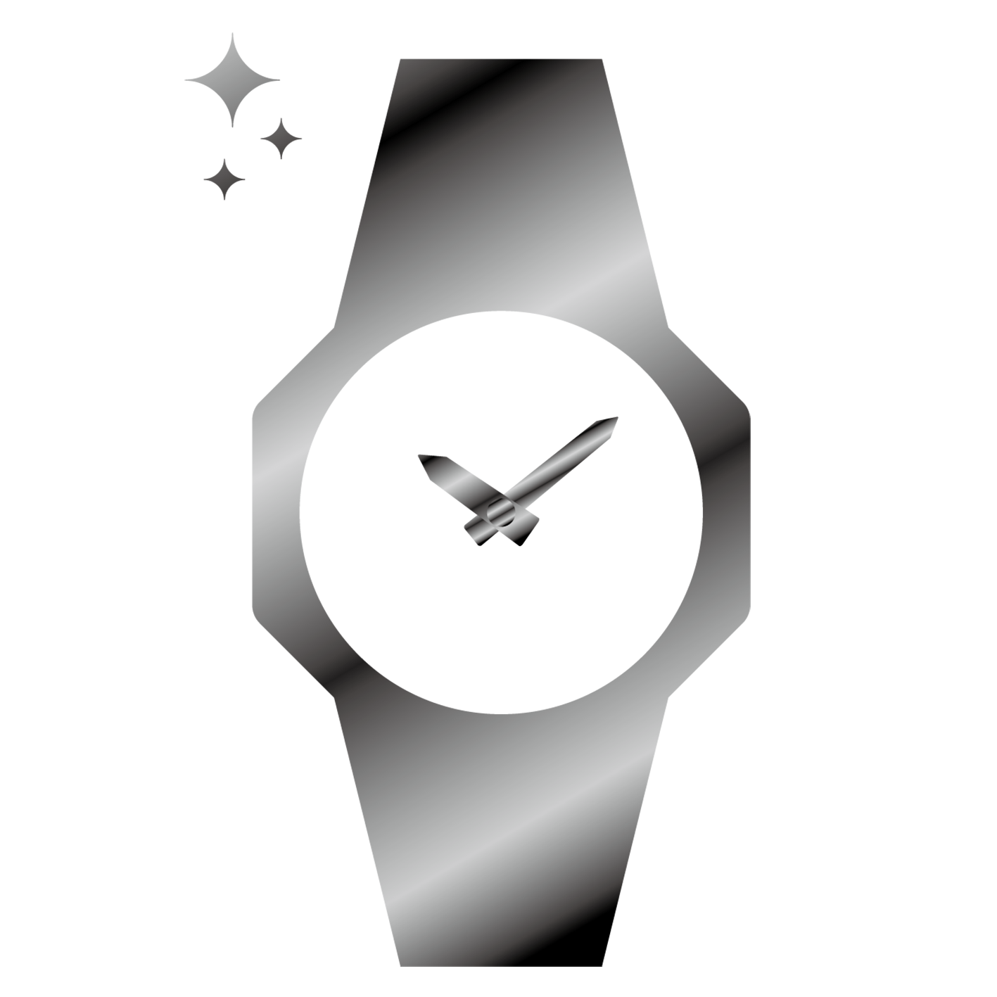 抛光手表的图标表示运用了精美抛光金属