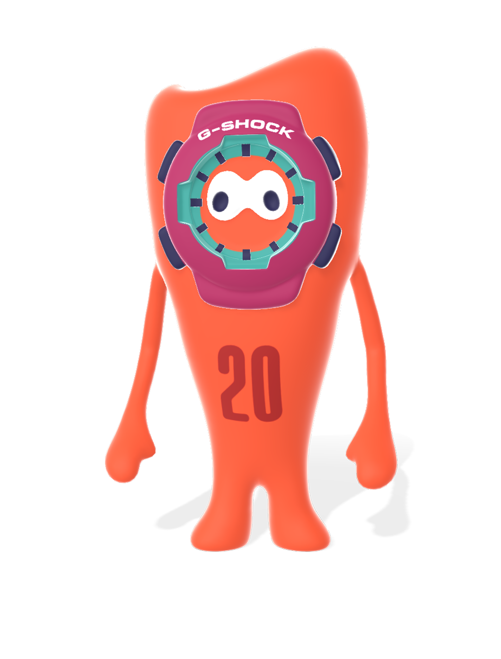 Front view of the orange character 'WAnG-TenG,' inspired by the GA-110.