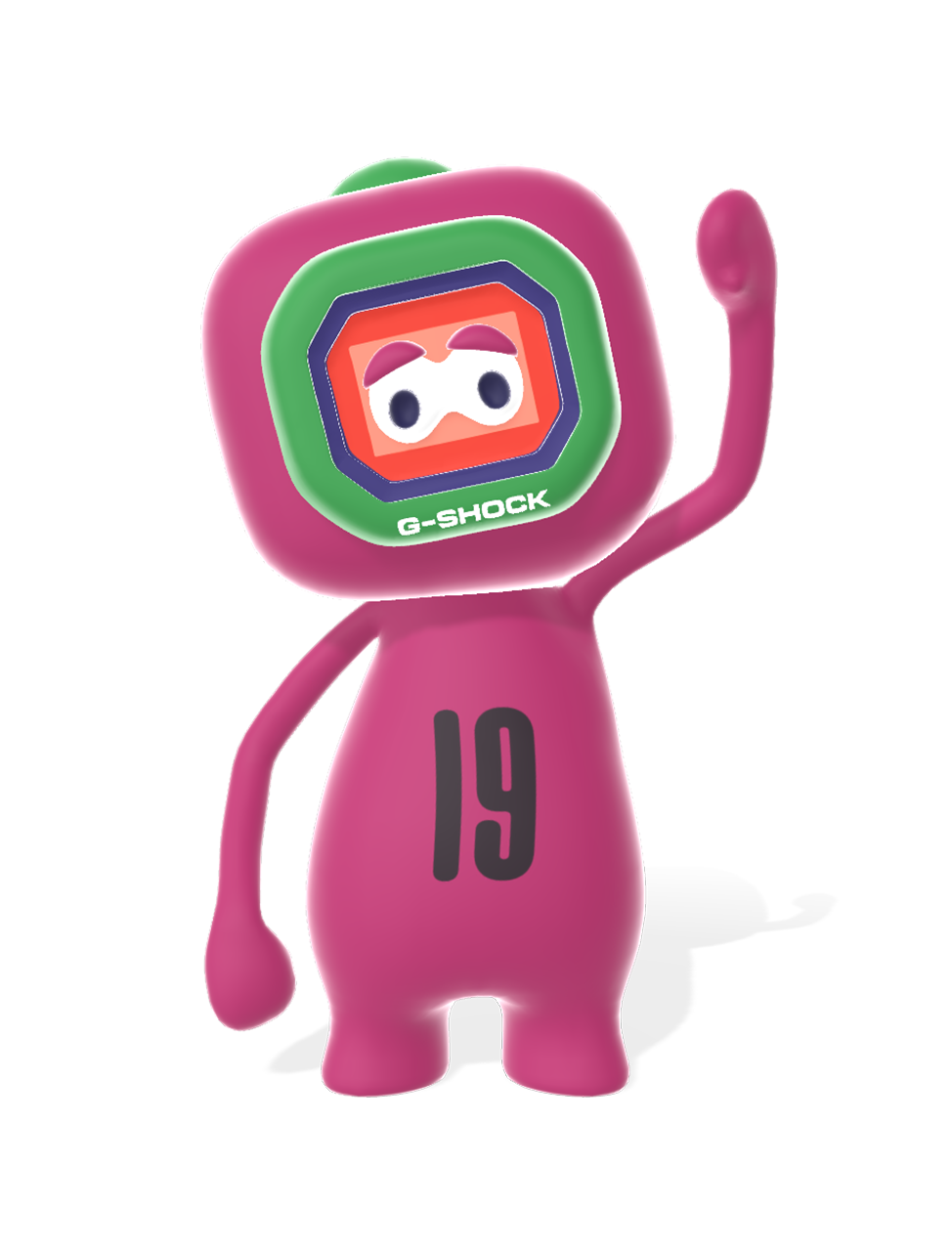 Front view of the pink color character 'GORO', inspired by the DW-5000 DW-5600.