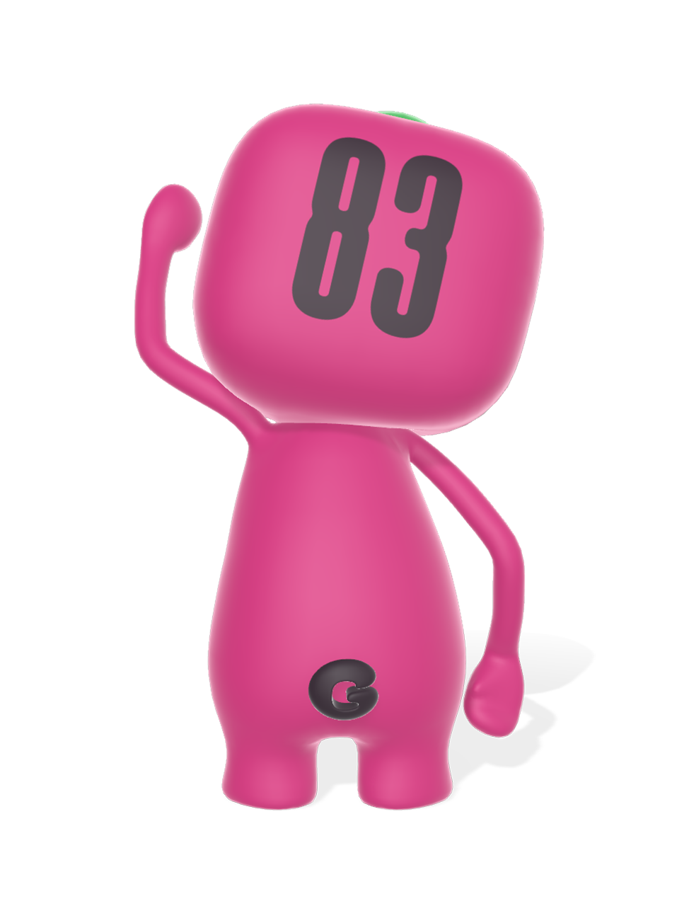 Back view of the pink color character 'GORO', inspired by the DW-5000 DW-5600.