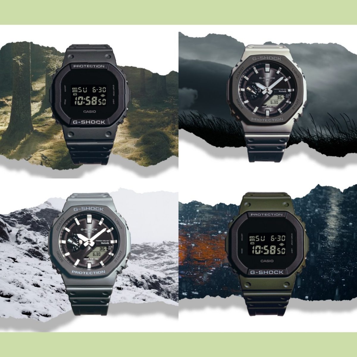 从右上角顺时针：GA-B2100LUU-5A、DW-5610UU-3、GA-B2100LUU-8A、DW-5610UU-8 #8