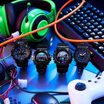 从左至右：GA-700RGB-1A、DW-6900RGB-1、GA-100RGB-1A、GA-2100RGB-1A