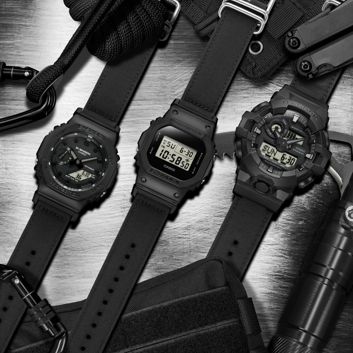 From left: GA-2100BCE-1A, DW-5600BCE-1, GA-700BCE-1A #3