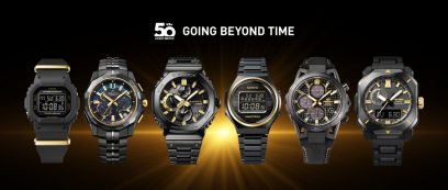 CASIO 腕表 50 周年纪念款（从左至右）：BGD-S565ZE-1、OCW-SG1000ZE-1A、GMC-B2100ZE-1A、TRN-50ZE-1A、EFS-S640ZE-1A、PRW-6900ZE-1