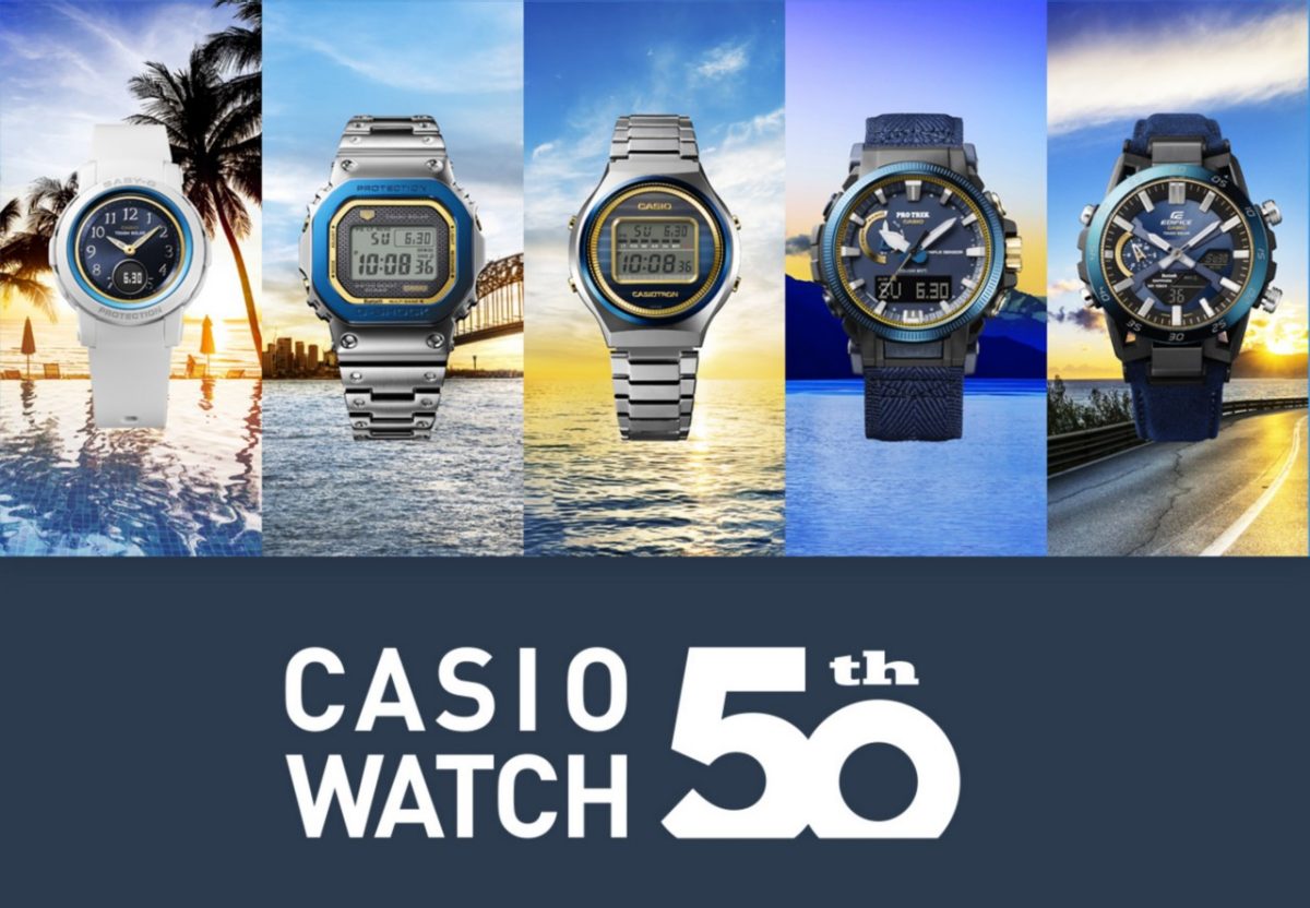 CASIO 腕表 50 周年纪念款（从左至右）：BGA-S290SS-2A、GMW-B5000SS-2、TRN-50SS-2A、PRW-61SS-2、ECB-2000SS-2A #17