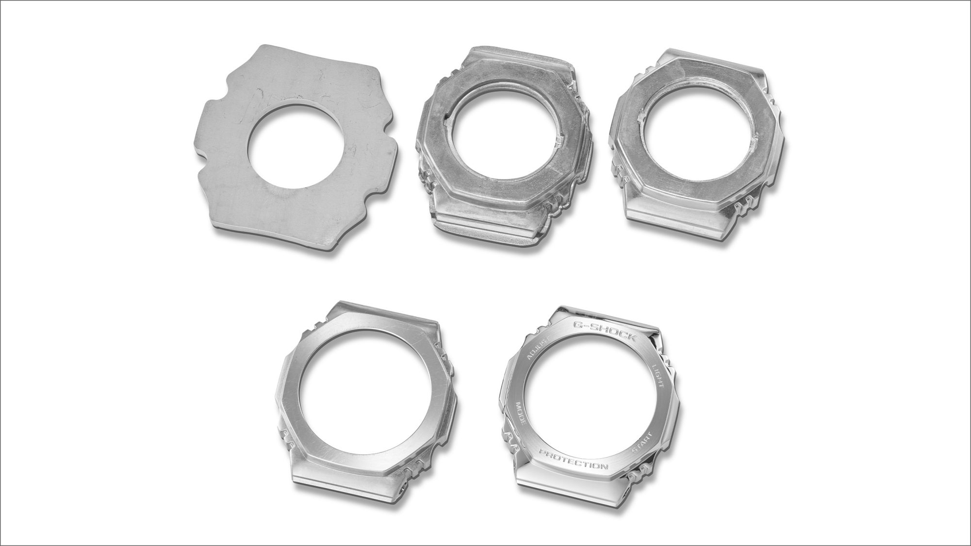 带金属边框的抗震结构 GM-5600RW、GM-5600BRW、GM-2100RW、GM-2100BRW