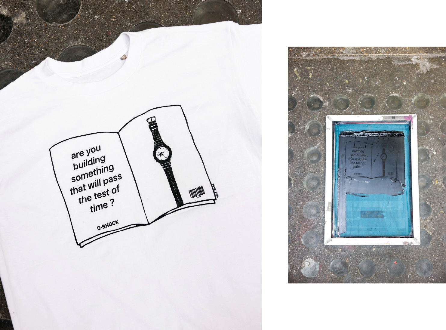 这是一件白色 T 恤衫的照片，上面印有 Pablo Attal 设计的插图。